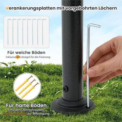 Grillpaviljoen – Barbecueoverkapping – Tuinpaviljoen – BBQ Shelter – Terrasoverkapping – Dubbel Polyester Dak – Met Zijplanken en Haken – Weerbestendig – 242 x 150 cm – Grijs