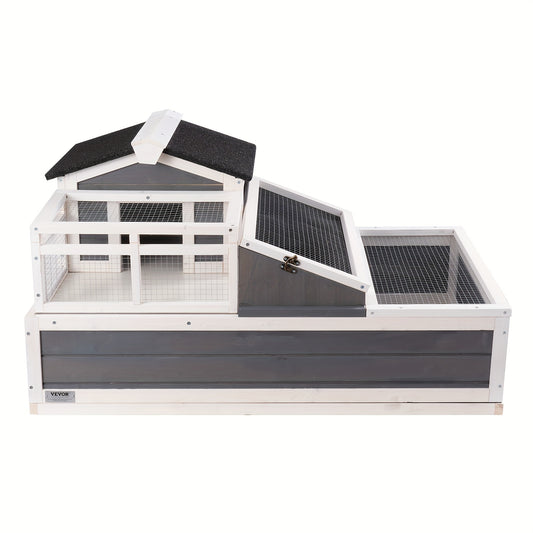 Schildpaddenhuis – Schildpaddverblijf – Reptielenverblijf – Houten Terrarium – Schildpaddentank – 3 Kamers – Afneembare Gaaswanden – Schuin Lichtdoorlatend Dak