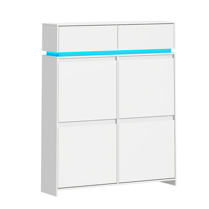 Schoenenkastje – Schoenenrek – Schoenopberger – Schoenendisplay – Schoenenkast – Wit – LED-Verlichting – Verstelbare Planken – Compact 100x119x24 cm