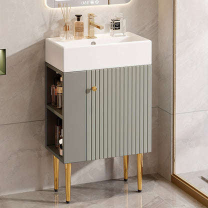 Bathroom Furniture Washbasin with Washbasin Cabinet 55cm, Washbasin Cabinet, Small Guest Bathroom Furniture, Light Gray,  Spacesaving Solution, Sleek Design, Modern Washbasin, Integrated Basin, Bathroom Storage, Urban Dweller