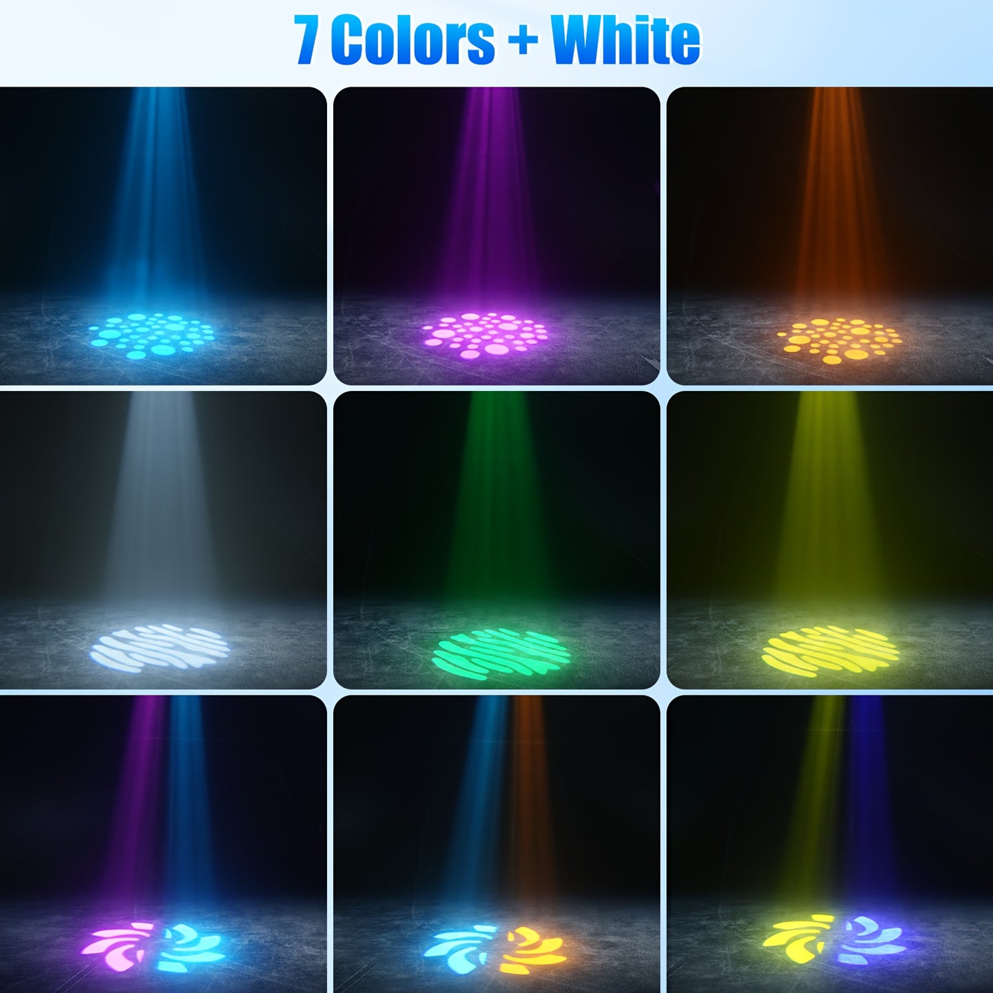 2 PACK Of120W LED Moving Head Light RGBW 8 Gobo Beam Multi Pattern DMX Suitable for Djs, Discos, Nightclubs, Ktvs, Bars, Theatres, Arcades, Parties