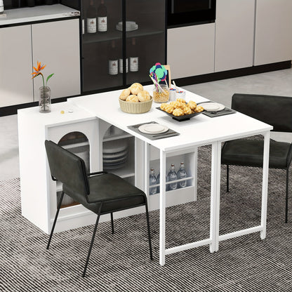 Bar tafel – bartafel – statafel – keukentafel – eettafel – wit – Draaibaar 360° – Ruimtebesparend met Opbergruimte achter Glazen Deuren