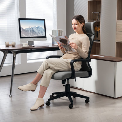 Bureaustoel – Kantoorstoel – Werkstoel – Computestoel – Ergonomische Stoel – Verstelbare Zithoogte – Zachte Synthetische Wol Rugleuning – Zwenkwieltjes