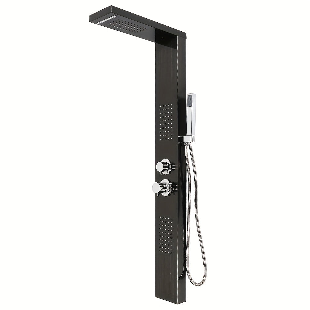 Douchepaneel – Douchekolom – Regendouche – Handdouche – Douchezuil – Zwart RVS – 4 Functies – Compact 130 cm Hoog