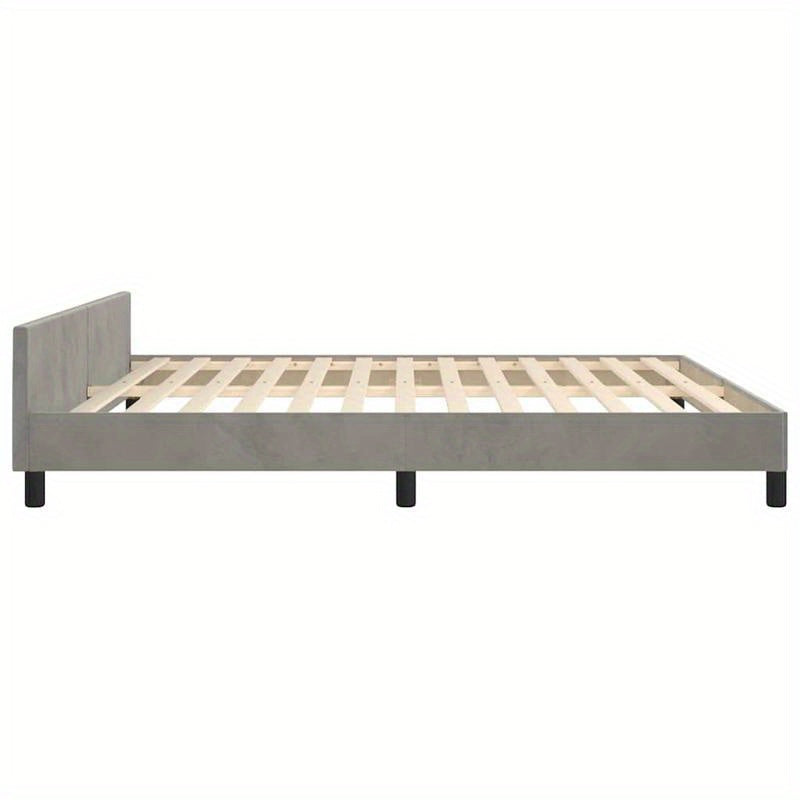 Bedframe – Bed – Tweepersoonsbed – Bedbodem – Slaapbank – Lichtgrijs Velvet – 180x200 cm – Stevig Houten Frame