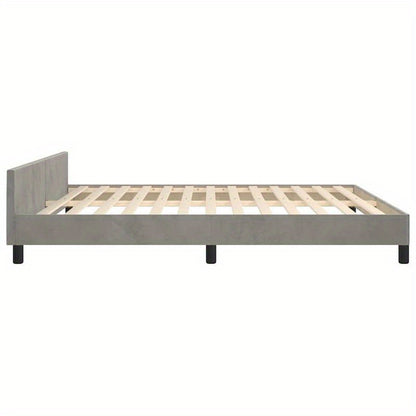 Bedframe – Bed – Tweepersoonsbed – Bedbodem – Slaapbank – Lichtgrijs Velvet – 180x200 cm – Stevig Houten Frame