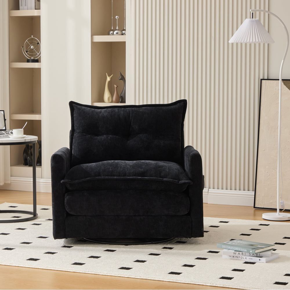 Loungestoel – Fauteuil – Relaxstoel – Draaistoel – Zitzak – 360° Draaibaar – Handmatig Verstelbare Rugleuning – Chenille Stof – Stevige Rugleuning