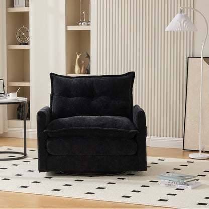Loungestoel – Fauteuil – Relaxstoel – Draaistoel – Zitzak – 360° Draaibaar – Handmatig Verstelbare Rugleuning – Chenille Stof – Stevige Rugleuning
