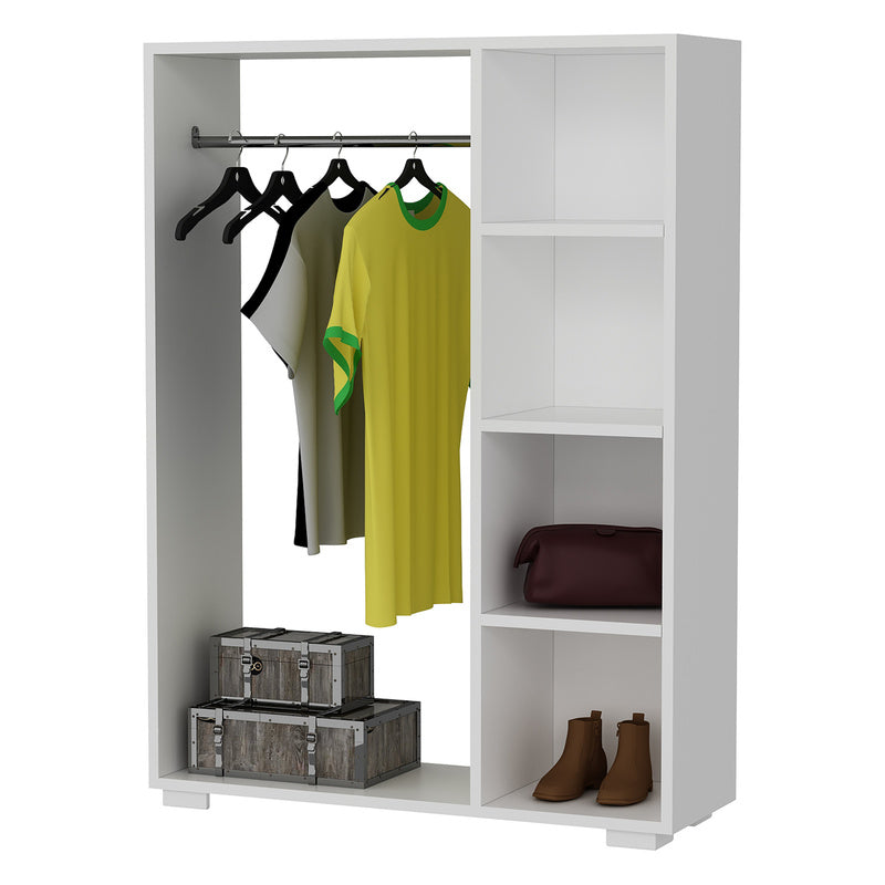 Kledingrek – Kledingstang – Garderoberek – Dressboy – Hangrek – Wit – Metaal – 126x90x30 cm – Vier Planken