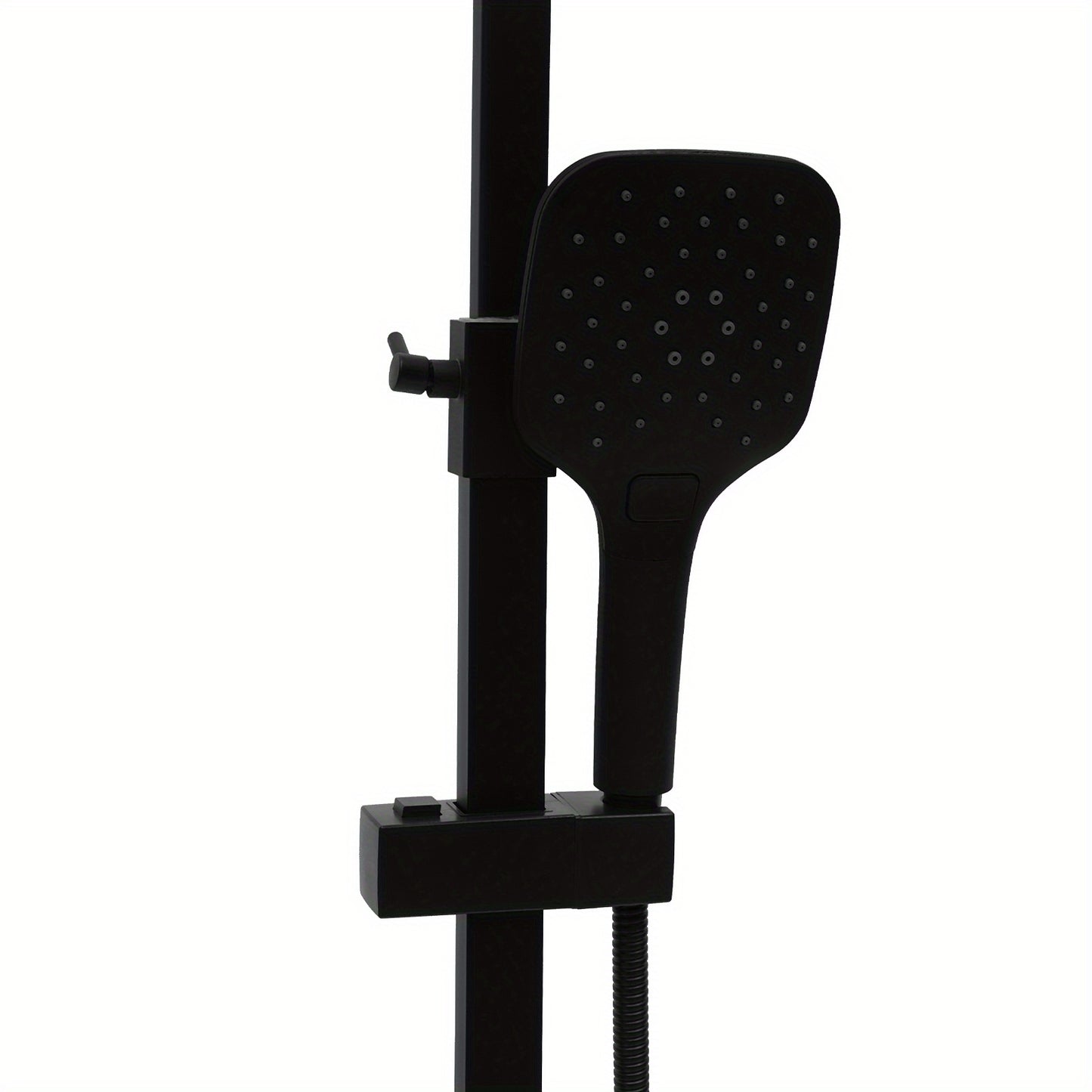 TOOL1SHOOO Black Shower System 3-Mode Handheld Shower Head 360° Rotatable Overhead Shower Head Thermostatic Control Adjustable Track Height Spring Hose 149.35 cm Modern Bathroom