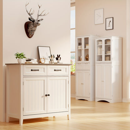 Dressoir – Buffetkast – Opbergkast – Keukenkast – Sideboard – Ruim Met Lade En Verstelbare Plank – Hardhouten Grijs