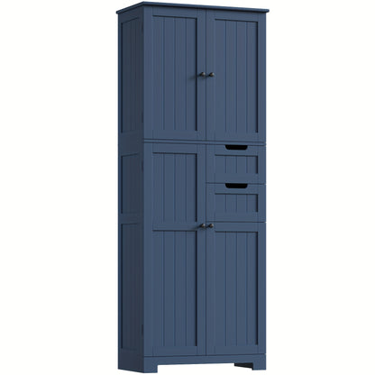 Opbergkast – Opbergmeubel – Dressoir – Vakkenkast – Kast Met 4 Deuren & 2 Laden – Moderne Blauwe MDF Kast – Hoog 164,5 cm – Ruime 3,2 Kubieke Voet Opslagruimte
