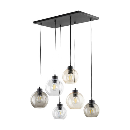 Hanglamp – Hanglampen – Pendellamp – Plafondlamp – Lamp – Set van 6 – Helder glas – Metalen voet