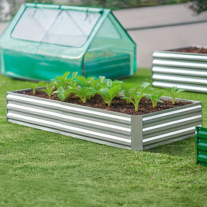 hoogtebaktuin – moestuinbak – kweekbak – plantenbak – kruidentuin – verzinkt metaal – geïntegreerde kas met oprolbare vensters – 180x90x90 cm
