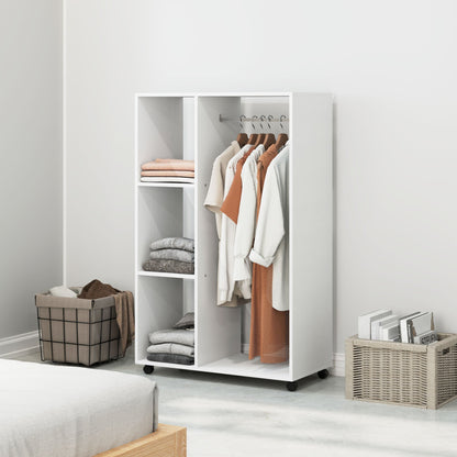 Rollende Kledingkast – Mobiele Kast – Kledingrek Op Wieltjes – Opbergkast – Garderobekast – Compact 80x40x128 cm – Stevig Wit Frame