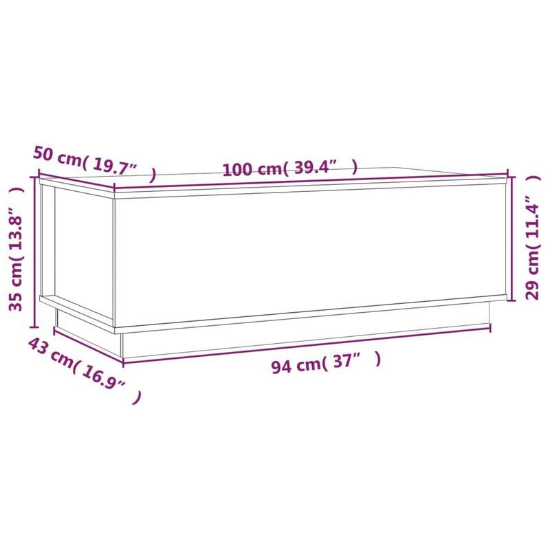 Coffee Table 100X50X35 Cm Solid Pine Wood Honingbruin Practical, Removable, Suitable for All Seasons