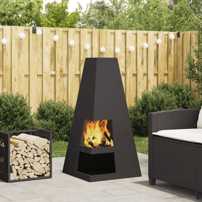 Vuurkorf – Buitenhaard – Terrasverwarmer – Tuinhaard – Barbecuekorf – Zwart – Stevige Staalconstructie – Ingebouwd Ontstekingssysteem