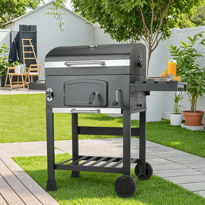XXL Houtskoolbarbecue – BBQ – Grill – Barbecue – Smoker – Groot Kookoppervlak 57x42 cm – Inclusief Deksel en Thermometer