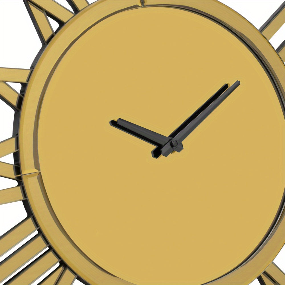 Wandklok – Muurklok – Klok – Analoog – Glazen klok – Diameter 80 cm – Batterijwerkend – Gouden accenten