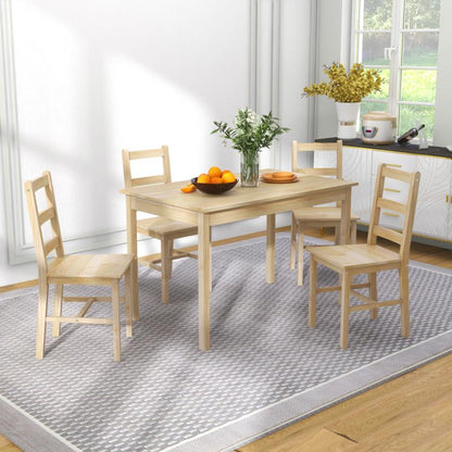 Eettafelset – Eetkamerset – Eethoek – Keukentafelset – Zitgroep – Ruimtebesparend Rechthoekig Ontwerp – Licht Beige Massief Hout