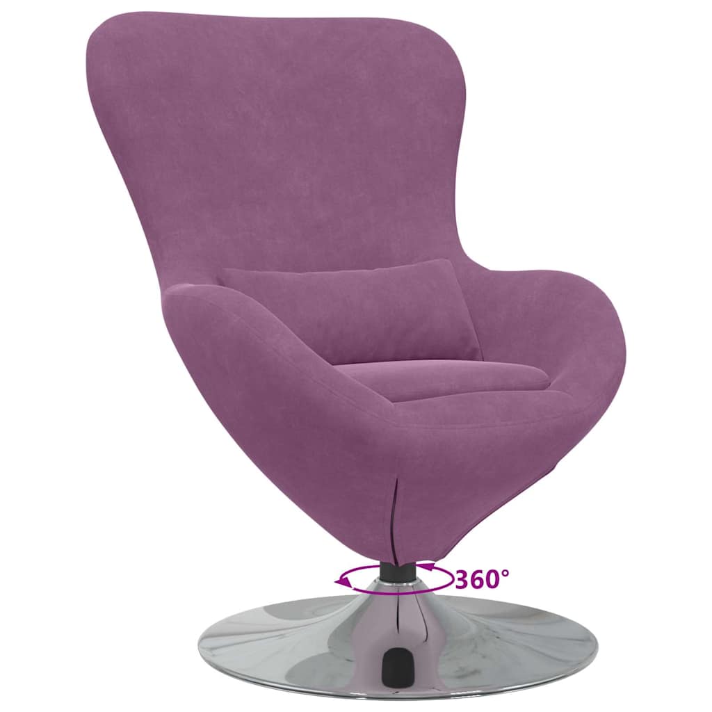 Fauteuil – Draaifauteuil – Loungefauteuil – Oorfauteuil – Relaxstoel – Paars Fluweel – 360 Graden Draaibaar – Zonder Voetenbank
