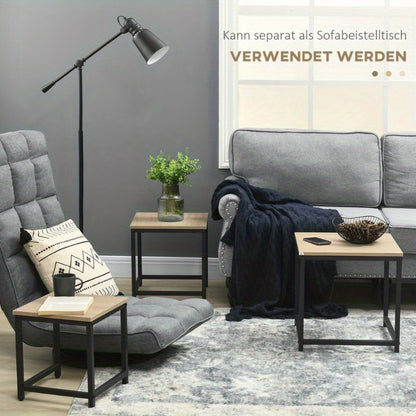 Salontafel – Bijzettafel – Side Table – Sofa Tafel – Hoektafel – Natuurlijk Houtlook – Stalen Frame