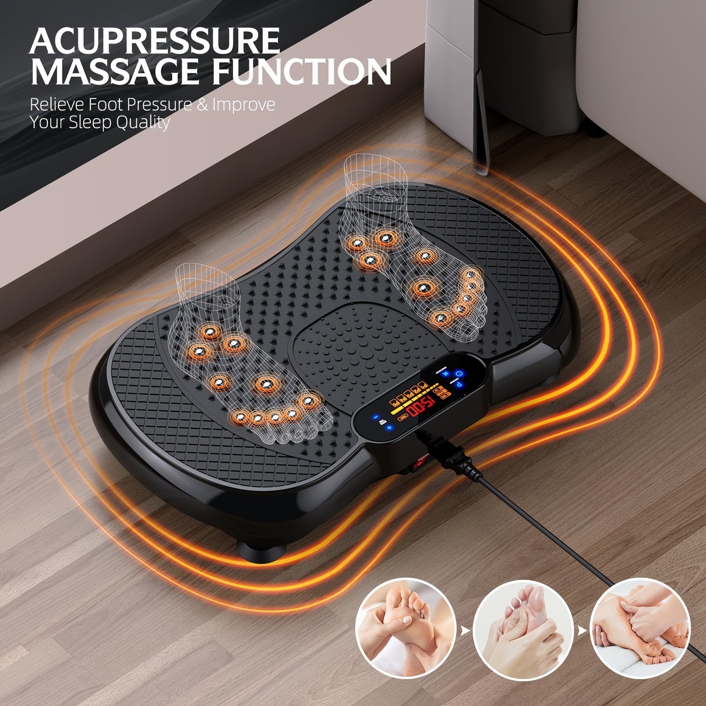 Zwarte Vibrator – Trilmachine – Massager – Spiertrainer – Fitnessapparaat – 3 Intensiteitsstanden – Max. Gewicht 150 kg