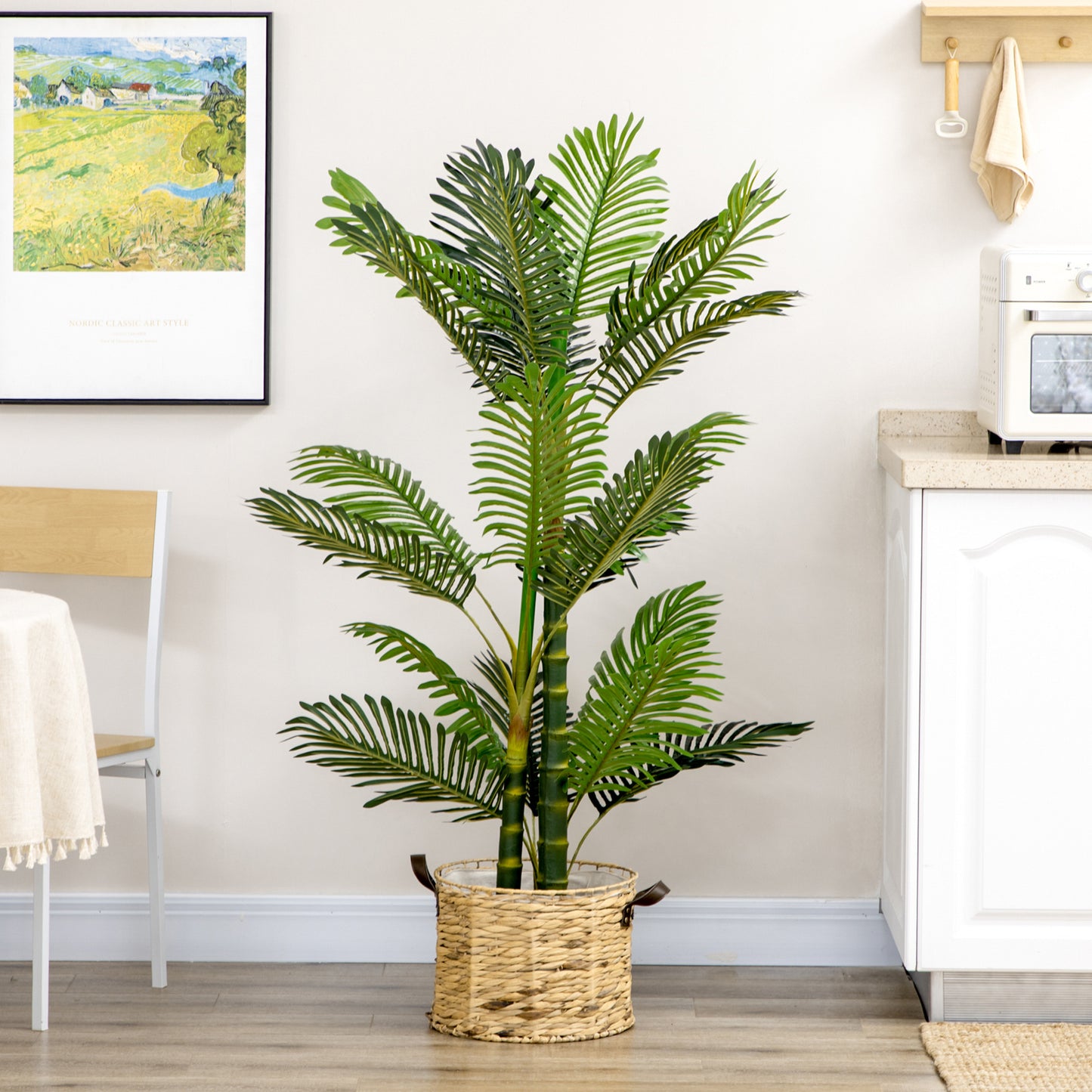 Kunstpalm – Kunstplant – Levensechte Palm – Nepplant – Decoratieve Plant – Inclusief Zwarte Pot – 150 cm Hoog – Onderhoudsvrij