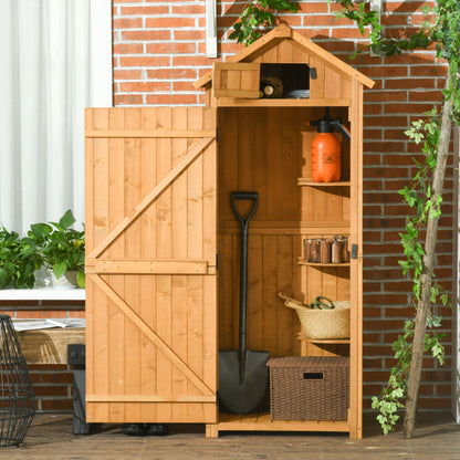 Tuinhuisje – Tuinkast – Tuinschuur – Berging – Opberghuis – Hout – Asfalt Dak – Ruime Deur & Uitneembare Planken – 77x54x179 cm – Geel