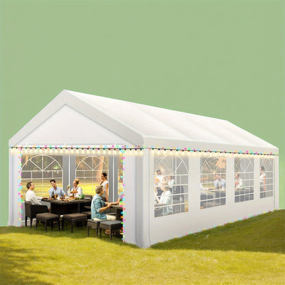 Partytent – Paviljoen – Tuintent – Feesttent – Overkapping – 4x8 m – Stevig Legering Frame – Waterdicht Met Zandzakken & Halfronde Panelen