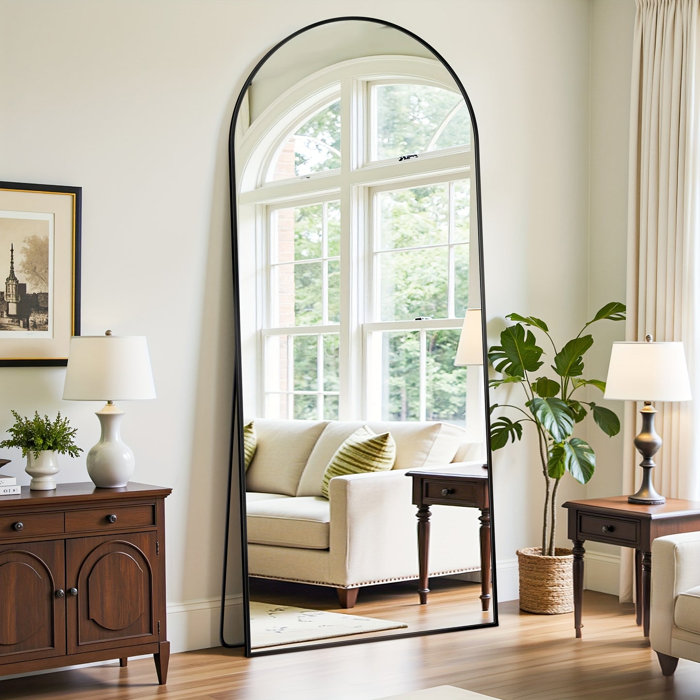 Staande Spiegel – Vloerspiegel – Wandspiegel – Lichaamsspiegel – Volledige Lengte Spiegel – 162x53 cm – Veilig Gehard Glas – Zwart Aluminium Frame