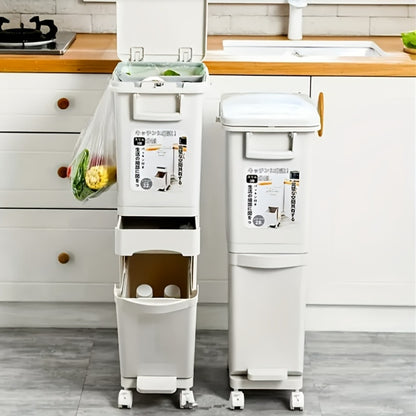 Afvalbak Keuken – Prullenbak – Afvalemmer – Pedaalemmer – Vuilnisbak – 32 Liter Grote Capaciteit – Dubbele Compartimenten Met Geur Afsluitend Deksel