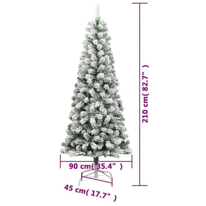 Kunstkerstboom – Nepkerstboom – Kerstboom – Kunstboom – Kerstversiering – 210 cm Extra Hoog – Beschikt Over 694 Takken Met Gesneeuwd Design