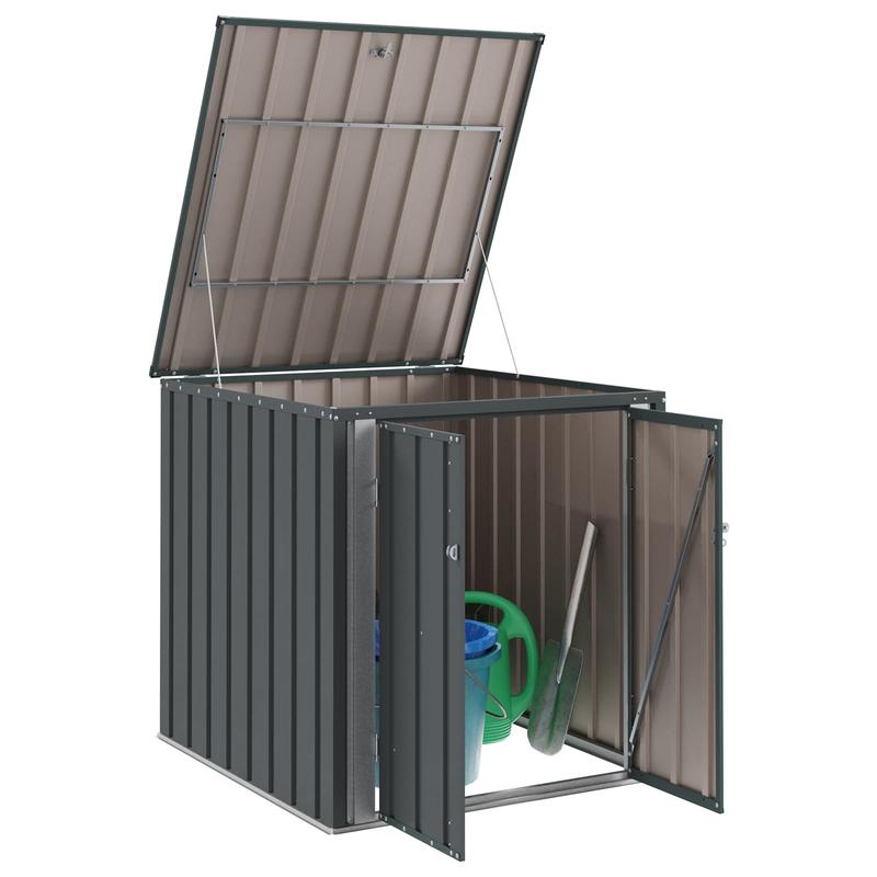 Tuinkist – Tuinbox – Tuinopslag – Opbergkist – Opbergbox – Zwart – Stalen Tuinkist – Ruim Formaat 101,5x107x100 cm