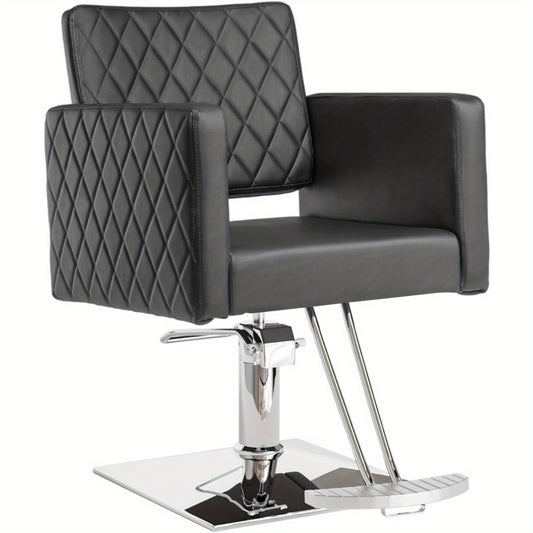 Kappersstoel – Barbersstoel – Salonstoel – Stoel Voor Kappers – Hairstylersstoel Zwart – Verstelbare Hoogte 90-105 cm – 360° Draaibaar Met Aluminium Voetsteun