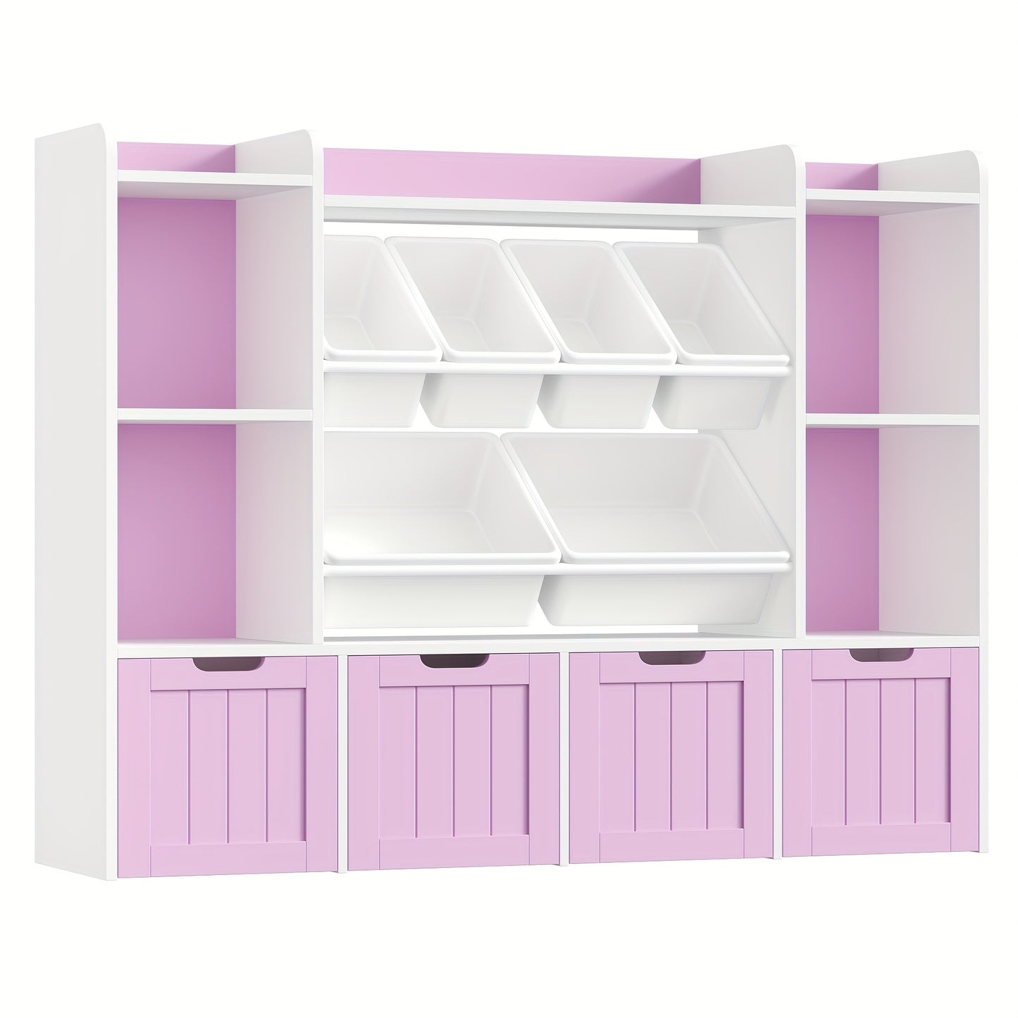 Opbergkast – Opbergmeubel – Ladekast – Boekenkast – Organizer Kast – Roze Houten Kast – 6 Lades Met Verwijderbare Boxen – Mobiel Met Zwenkwieltjes