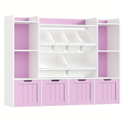 Opbergkast – Opbergmeubel – Ladekast – Boekenkast – Organizer Kast – Roze Houten Kast – 6 Lades Met Verwijderbare Boxen – Mobiel Met Zwenkwieltjes