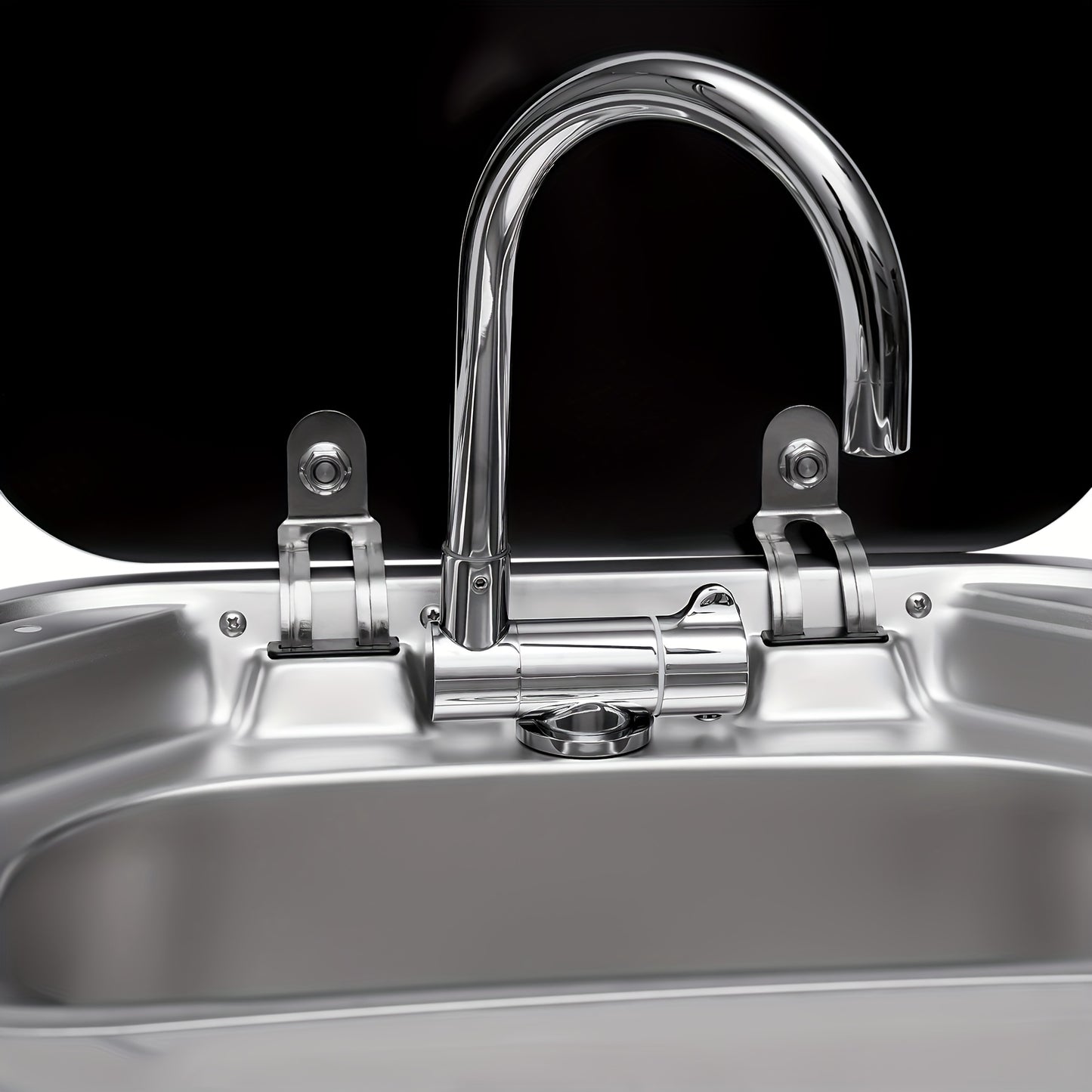 RVS Spoelbak – Inbouwspoelbak – Keukenspoelbak – Vaatwasbak – Spoelbakset – Compact Formaat – Duurzaam 316 RVS – Inklapbare Glasplaat – Inklapbare Kraan
