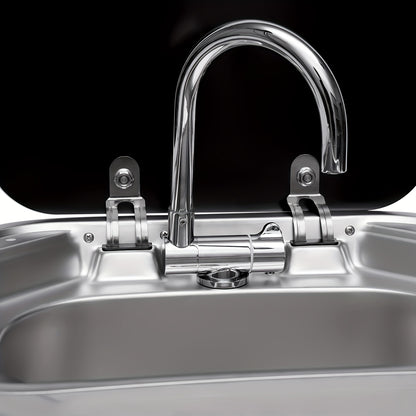 RVS Spoelbak – Inbouwspoelbak – Keukenspoelbak – Vaatwasbak – Spoelbakset – Compact Formaat – Duurzaam 316 RVS – Inklapbare Glasplaat – Inklapbare Kraan