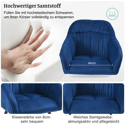 Eetkamerstoel – Kuipstoel – Stoel – Meubel – Woonkamerstoel – Set van 6 – Velours Bekleding – Verstelbare Metalen Poten