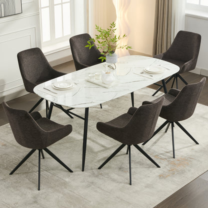 Eetkamerstoelen – Stoelen – Dining Stoelen – Armloze Stoelen – Set Van 2 – Roterend Zitvlak – Metalen Poten – Zwart Polyester