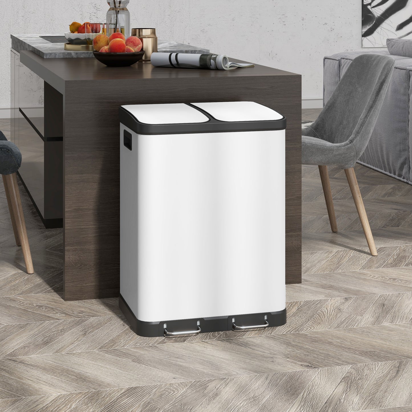 Prullenbak – Afvalemmer – Pedaalemmer – Afvalscheidingsprullenbak – Vuilnisbak – 2x30L Inhoud – Softclose Deksel