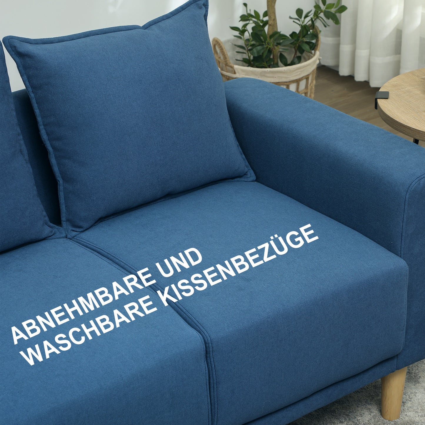 Tweezitsbank – 2-Zitsbank – Loveseat – Sofa – Bankje – Velours Bekleding – Extra Diepe Zit 51 cm – Compact Formaat 133 x 73 x 81 cm – Blauw
