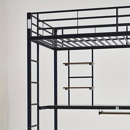 Hoogslaper – Mezzanine Bed – Zolderbed – Halfhoogslaper – Kinderhoogslaper – Metalen Frame – Ingebouwd Bureau – Ruimtebesparend – Modern Design