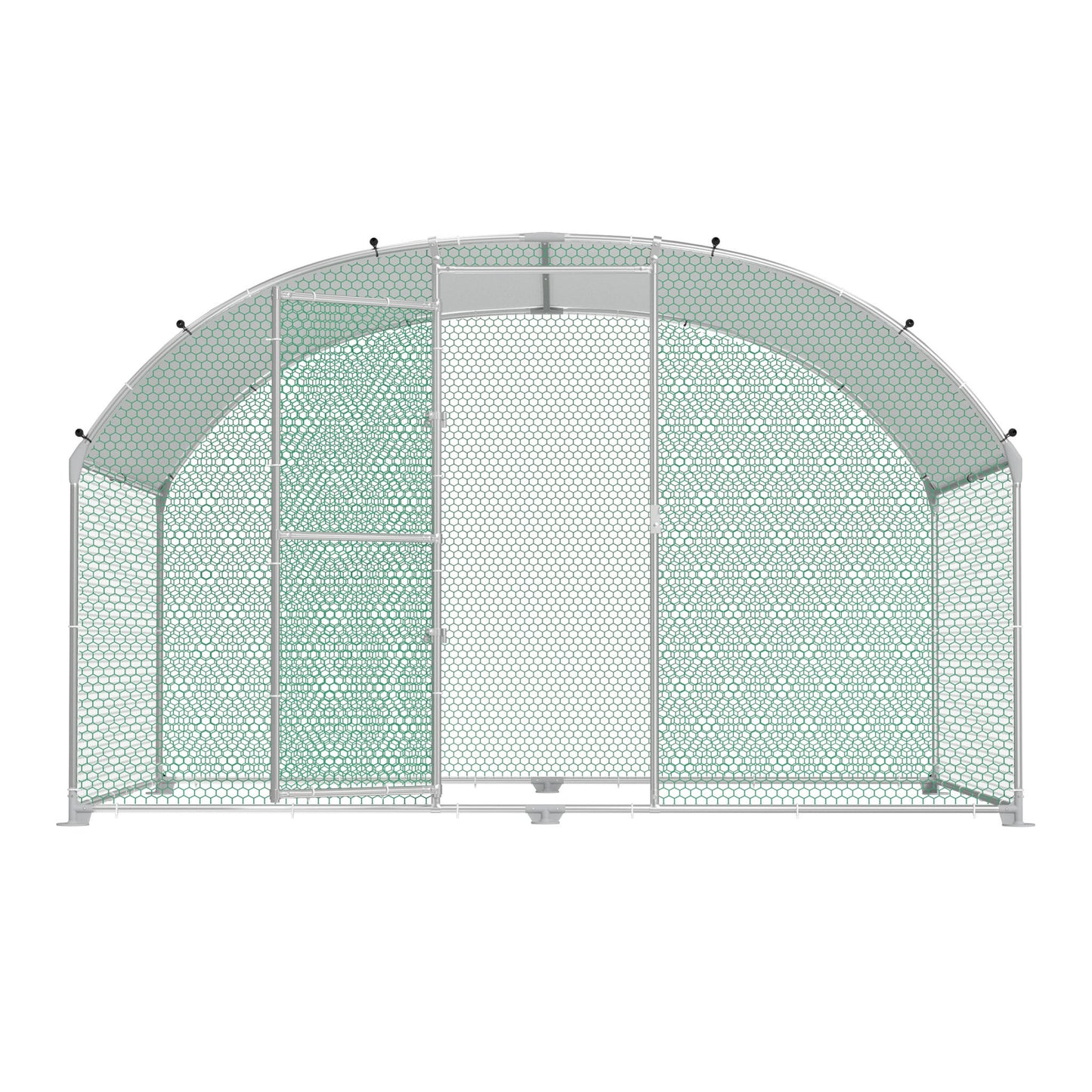 Chicken Coop 300x200x185cm Free-Range Enclosure Cages Small Animal Coop Galvanized Steel Chicken Cage Poultry Coop Aviary with PE Roof Outdoor Enclosure with Lock Poultry Coop, Dome Roof
