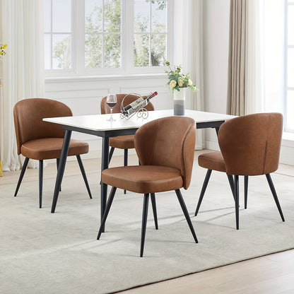 Eetkamerstoelen – Stoelen Set – Keukenstoelen – Zwarte Stoelen – Armloze Stoelen – Kunstleren Bekleding – Stijlvol Roestvrij Stalen Frame – Set Van 2 – Ergonomisch Comfort – Lichtgewicht - Bruin