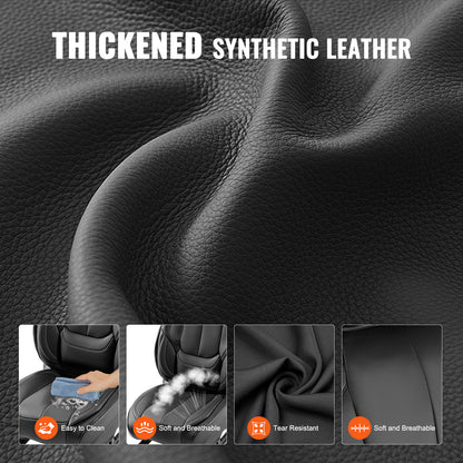 Autostoelhoezen – Universele Stoelhoezen – Autostoelbekleding – Kunstleer Stoelhoezen – Voor- en Achterstoelen – Zwart – Volledig Omsloten Design – Airbag Veilig
