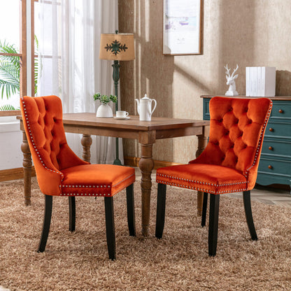 Eetkamerstoel – Stoel – Kuipstoel – Zithoekstoel – Diningset – Set Van 2 – Fluwelen Bekleding – Massief Houten Poten