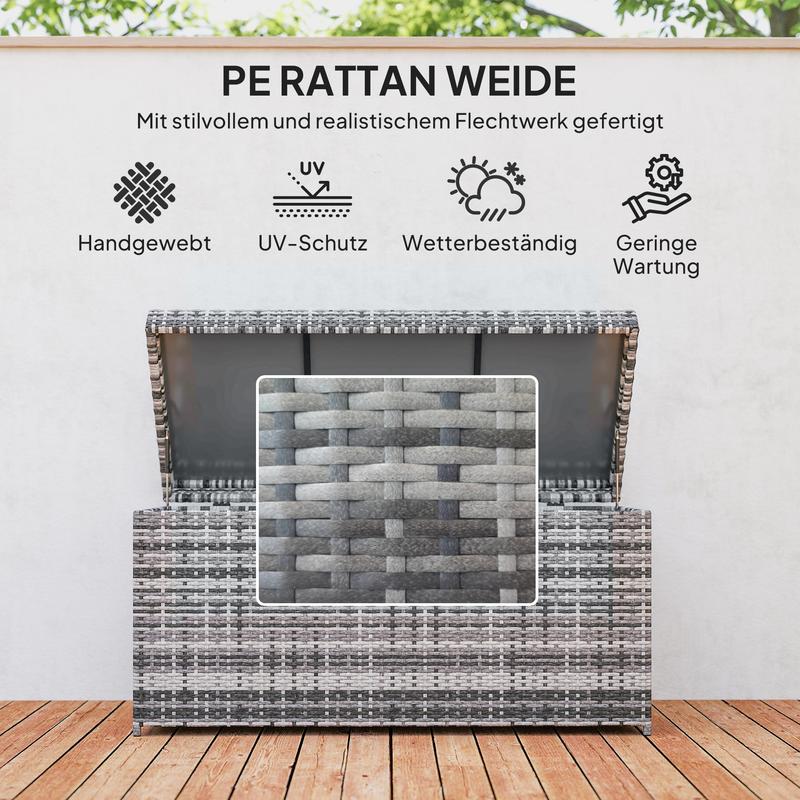 Opbergbox – Opbergmand – Opbergkist – Opbergdoos – Grote Rattan Opbergbox – 380L – UV-Bestendig – 130x61x65 cm – Donkergrijs