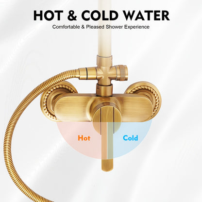 Douchekraan – Douche Set – Regendouche – Thermostaatkraan – Mengkraan – Messing Materiaal – Wandmontage Met Opbergrek
